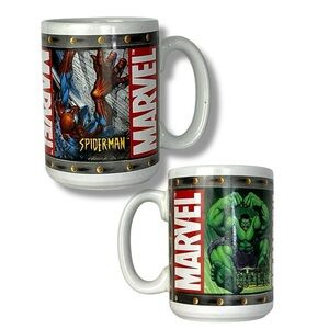 Marvel Comics Mug Hulk and Spider-Man Vintage Collectible 2003 White 12 oz